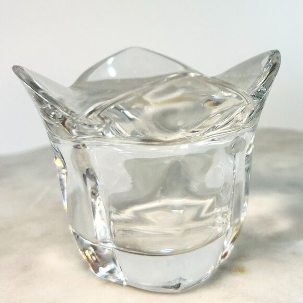 Vtg Crystal Votive Candle Holder Clear Wavy Rim Tulip‎ Toscany Collection Gift